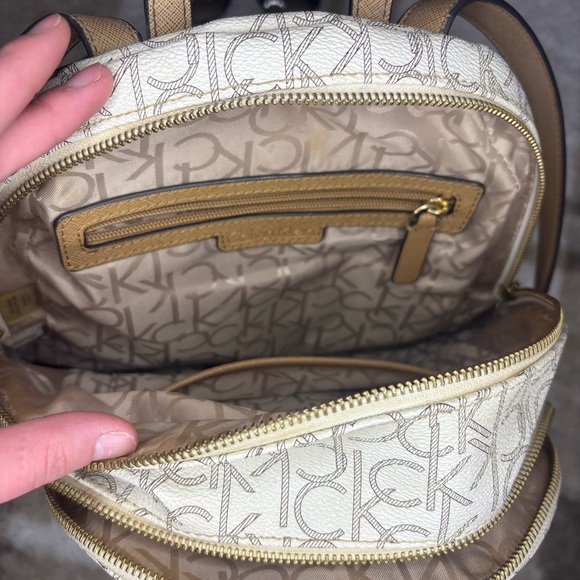Calvin Klein Beige Monogram Backpack - Picture 5 of 7